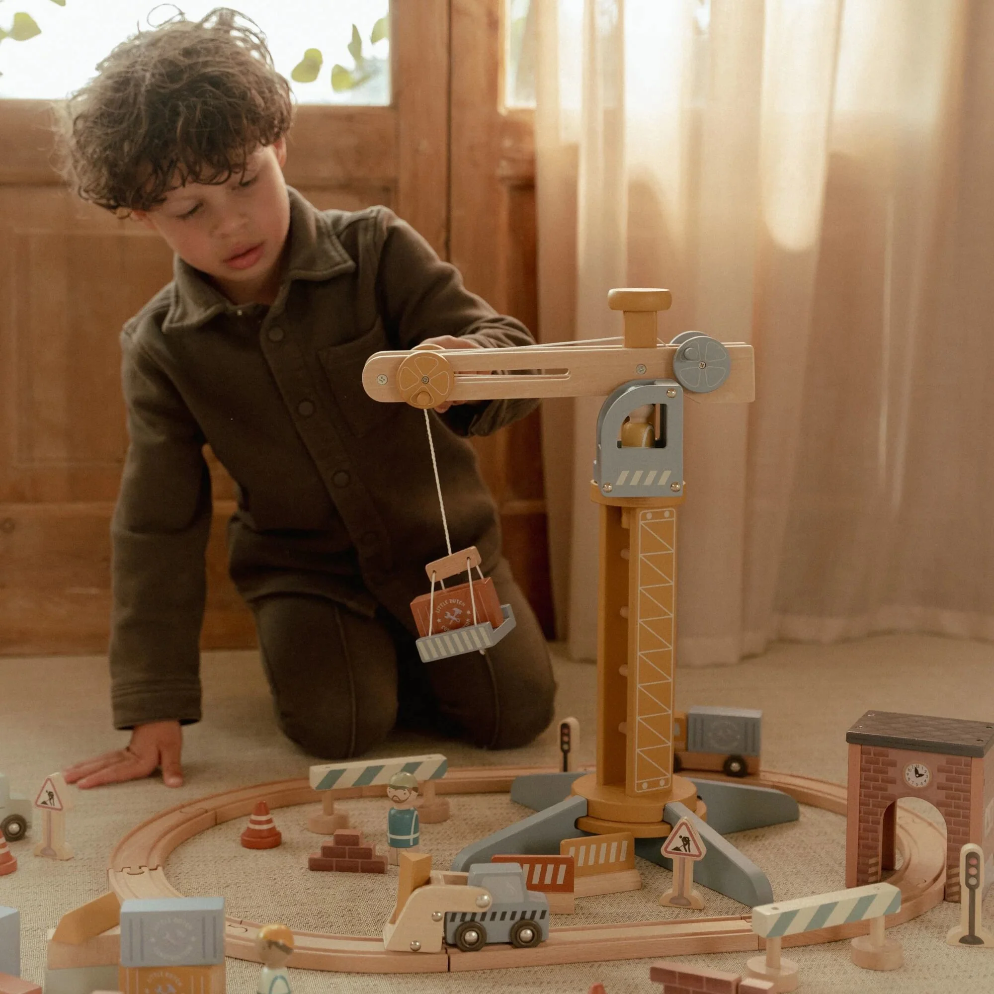 Gru di legno - Multicolore - Binario ferroviario