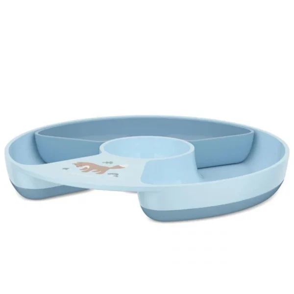 108002565408_1 Piatto con divisori AZZURRO Amici della foresta