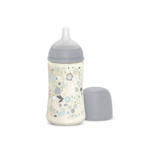 Biberon +3 Mesi Flusso Medio Fiori Wonderland Liberty Azzurro 270 ml
