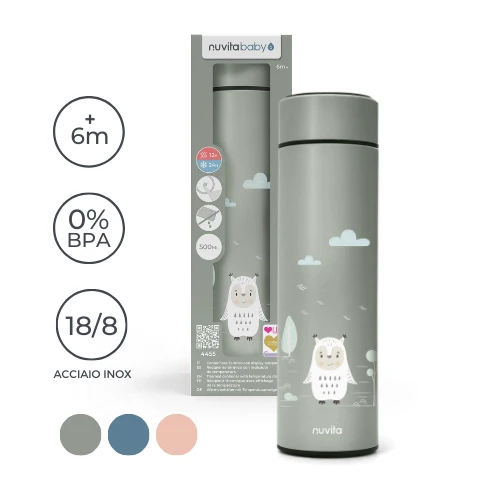 Borraccia termica con termometro LED 500ml  SAGE GREEN